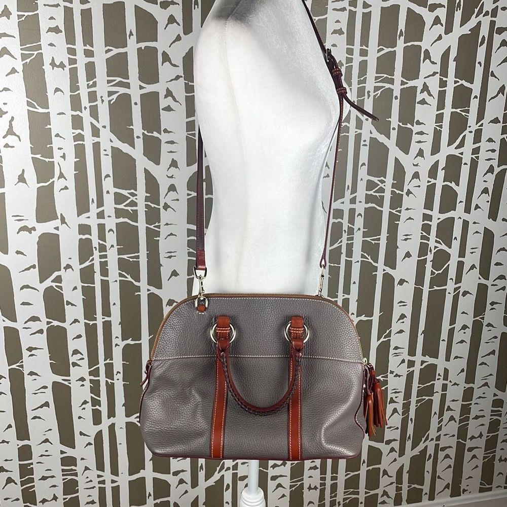 Dooney & Bourke Gray Satchel with Brown Trim - Picture 4 of 16